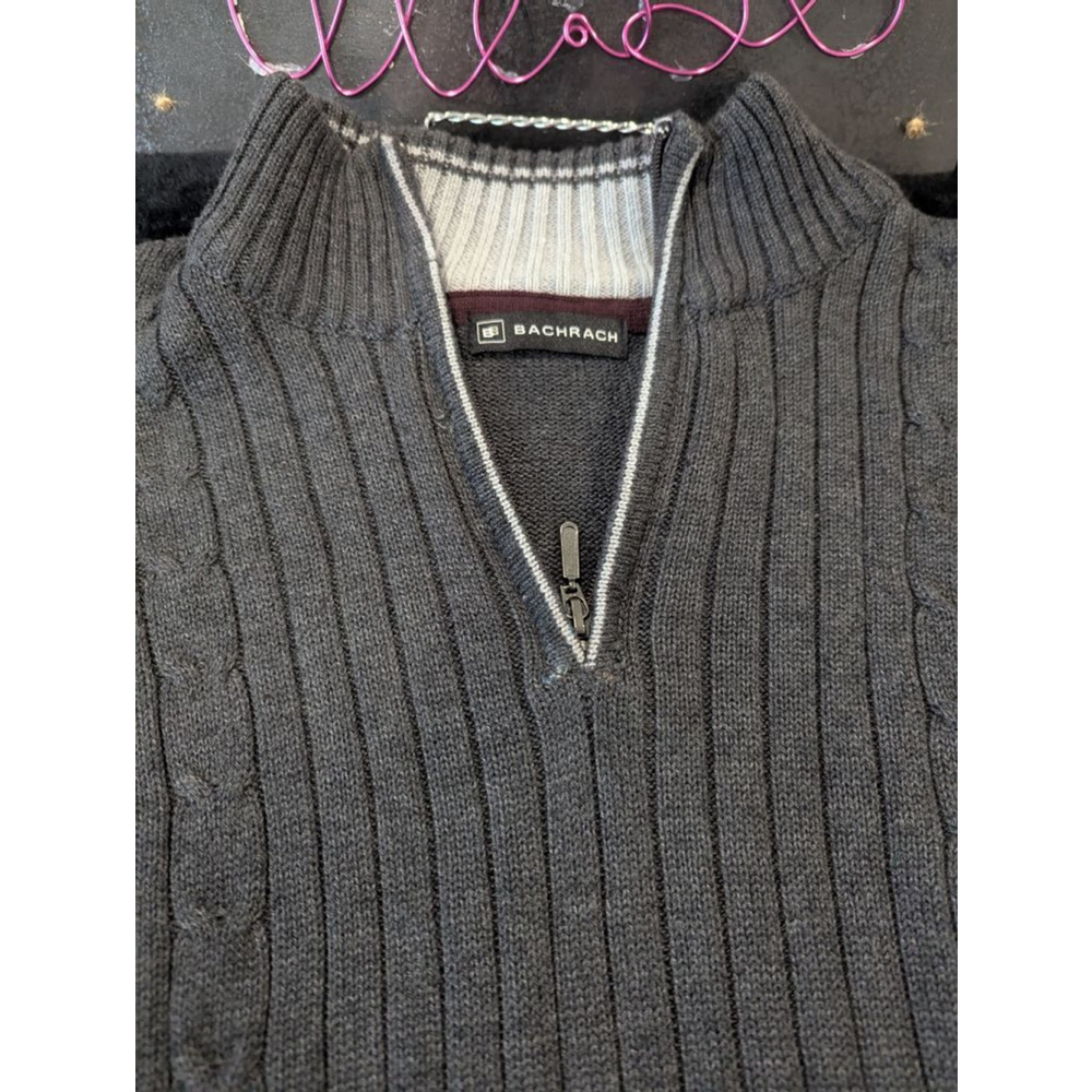 EUC Bachrach Mens Charcoal Gray Zip Front Sweater XL - Picture 3 of 6